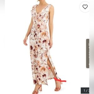 Connected Apparel Floral Maxi Dress - Pink and Cream